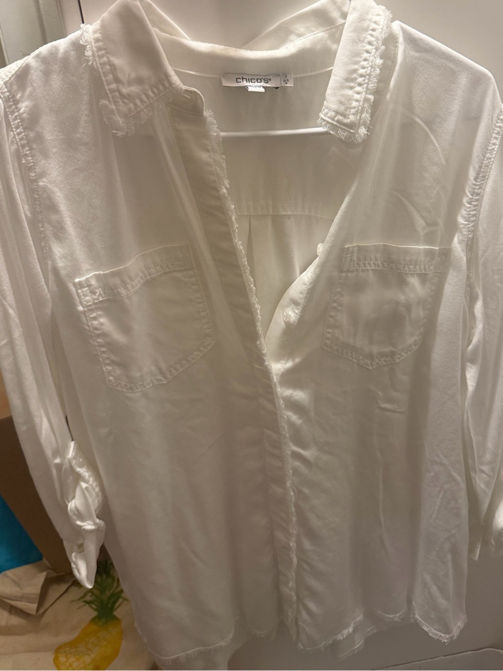 Chico's White Casual Button-Down Shirt